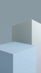 Poster - Minimalist blue and white geometric podiums providing sleek, contemporary staging for product display and design focused visual presentations