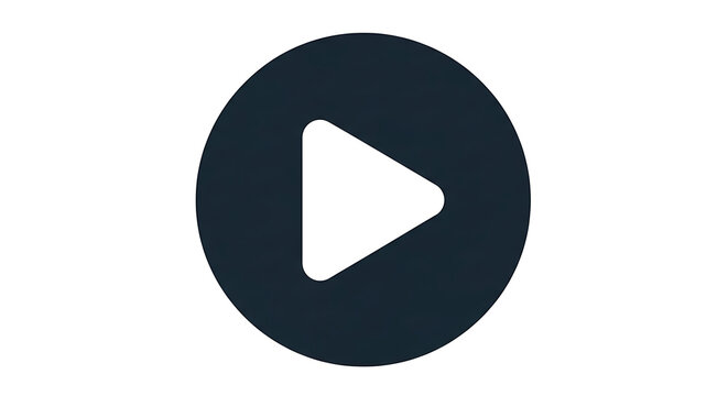 A simple play button icon with a white triangle inside a dark blue circle on a white background