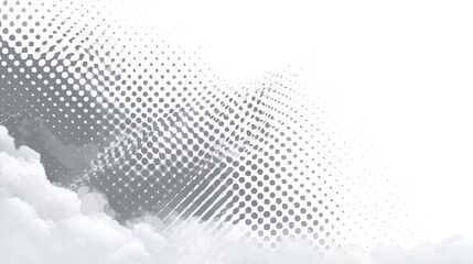 Poster - Gray halftone pattern over white clouds