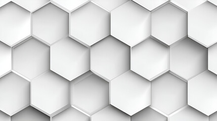 Poster - White hexagon pattern with subtle shadow depth