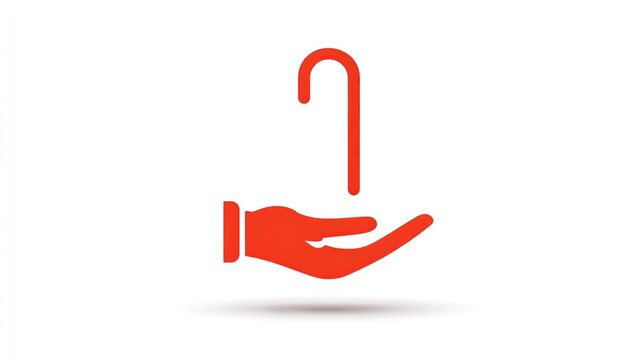 Hand holding candy cane, rendered in red, against a plain white background