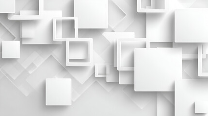 Poster - White squares and outlines create a 3D layered abstract design