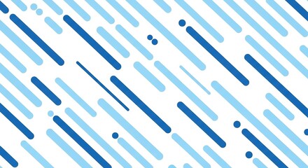 Poster - Abstract diagonal blue and light blue lines with small dots on a white background