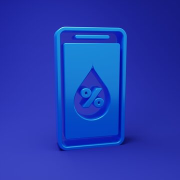 Blue Humidity for smart home icon isolated on blue background. Weather and meteorology, thermometer symbol. Minimalism concept. 3D render illustration