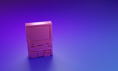 Poster - Pink Retro arcade game machine icon isolated on purple-blue background. Minimalism concept. 3D render illustration