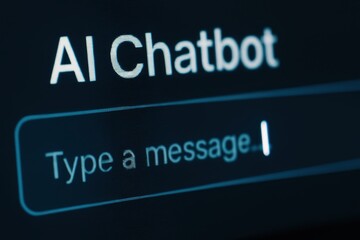 Close-Up of AI Chatbot Interface with Text Input Field and Messaging Prompt Displayed