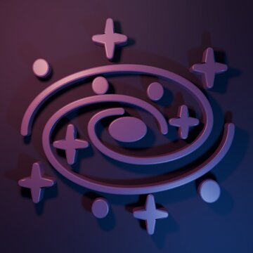 Purple Milky way spiral galaxy with stars icon isolated on purple-blue background. Minimalism concept. 3D render illustration