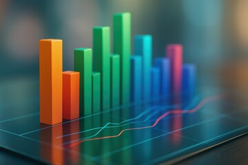 Poster - Colorful Bar Graph with Line Chart for Financial Analysis and Business Growth Insights