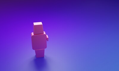 Aufkleber - Pink Smartwatch icon isolated on purple-blue background. Minimalism concept. 3D render illustration