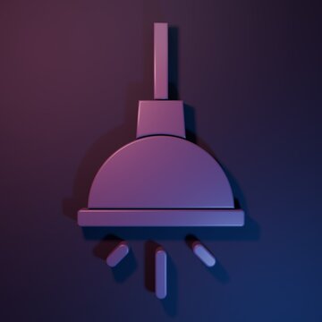 Purple Chandelier icon isolated on purple-blue background. Minimalism concept. 3D render illustration