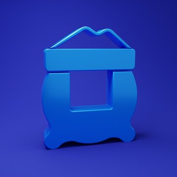 Blue Bag of flour icon isolated on blue background. Minimalism concept. 3D render illustration