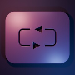 Fototapete - Purple Repeat button icon isolated on purple-blue background. Minimalism concept. 3D render illustration
