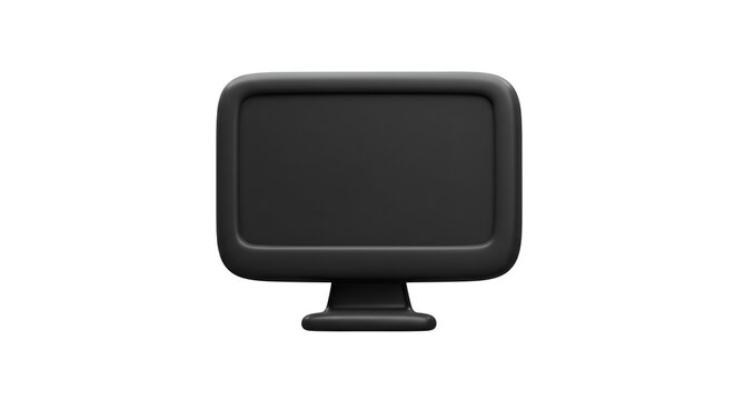 Cartoonish black monitor illustration with a simple, modern design aesthetics