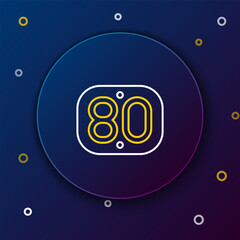 Poster - Line 80s Retro icon isolated on blue background. Eighties poster. Colorful outline concept. Vector