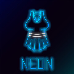 Fototapete - Glowing neon line Undershirt icon isolated on black background. Colorful outline concept. Vector