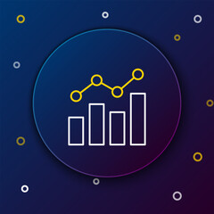 Poster - Line Financial growth increase icon isolated on blue background. Increasing revenue. Colorful outline concept. Vector