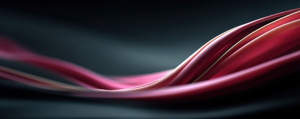 Poster - Abstract dark and pink flowing ribbons with a sleek and modern aesthetic
