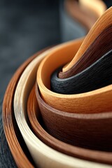 Poster - Artistic composition of curved wood veneers in beautiful gradient tones