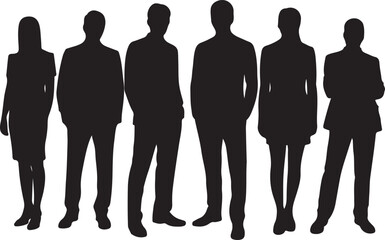 Fototapete - Vector characters - silhouettes. Unrecognizable portraits of women and men. Group of people