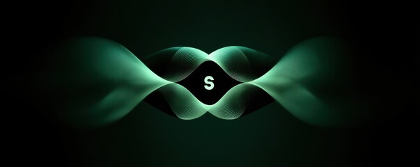 Poster - Abstract digital art with swirling green light shapes and a central focus