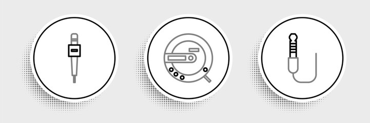 Poster - Set line Audio jack, Microphone and Music CD player icon. Vector