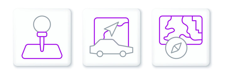 Poster - Set line City map navigation, Push pin and icon. Vector
