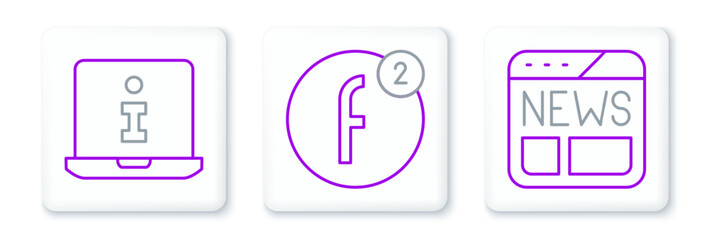 Fototapete - Set line News, Information and Create account icon. Vector