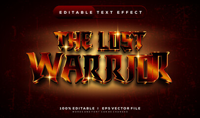 Poster - the lost warrior 3d vector text effect with modern style design