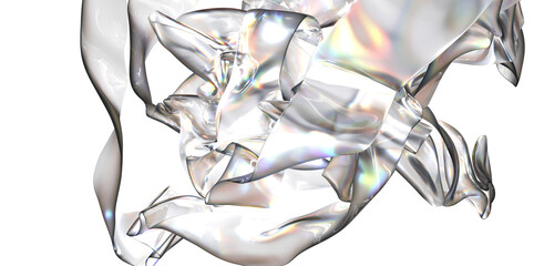 Poster - Stunning abstract image of iridescent silver fluid forms. Perfect for modern design projects.