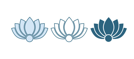 Poster - Blue Lotus flower icon isolated on white background. Vector