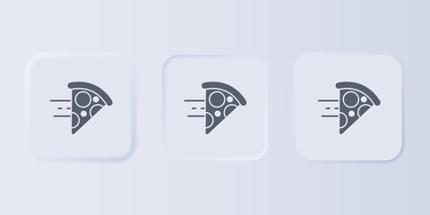 Poster - Grey Online ordering and fast pizza delivery icon isolated on grey background. Set icons in square buttons. Vector