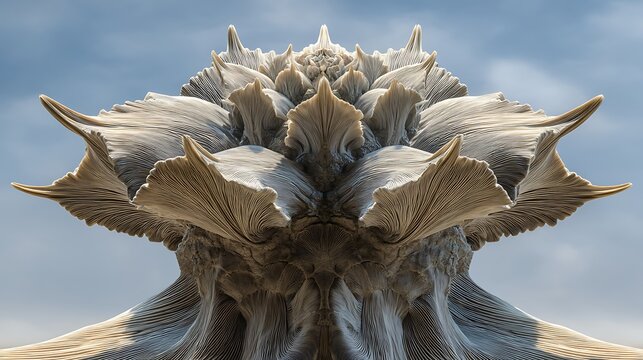 Abstract Sculpture Against Cloudy Sky Detailed Art