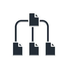 Aufkleber - Black Folder tree icon isolated on white background. Computer network file folder organization structure flowchart. Vector