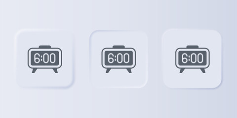 Poster - Grey Digital alarm clock icon isolated on grey background. Electronic watch alarm clock. Time icon. Set icons in square buttons. Vector