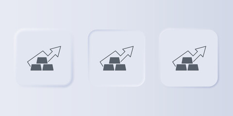Aufkleber - Grey Finance growth chart arrow with gold bars icon isolated on grey background. Financial success concept. Gold investment concept. Set icons in square buttons. Vector