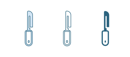 Poster - Blue Knife icon isolated on white background. Cutlery symbol. Vector