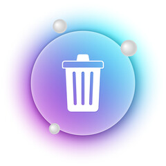 Poster - White Trash can icon isolated on white background. Garbage bin sign. Recycle basket icon. Office trash icon. Blue and purple gradient circle background. Vector
