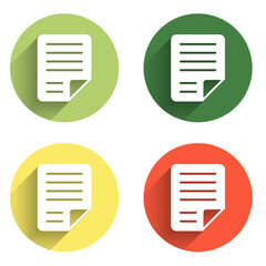 Poster - Set File document icon isolated with long shadow background. Checklist icon. Business concept. Color circle button. Vector
