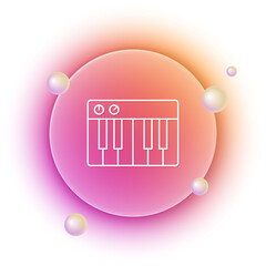 Poster - White Music synthesizer icon isolated on white background. Electronic piano. Orange and pink gradient circle background. Vector