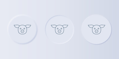 Poster - Grey Pig icon isolated on grey background. Animal symbol. Set icons in square buttons. Vector