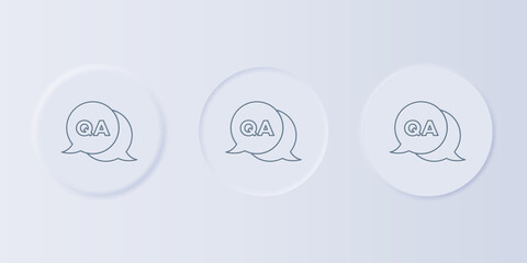 Poster - Grey Speech bubbles with Question and Answer icon isolated on grey background. Q and A symbol. FAQ sign. Chat speech bubble and chart. Set icons in square buttons. Vector