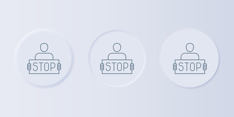 Poster - Grey Stop war icon isolated on grey background. Antiwar protest. World peace concept. Set icons in square buttons. Vector