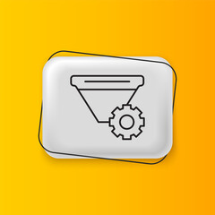 Aufkleber - Black Filter setting icon isolated on yellow background. Silver rectangle button. Vector