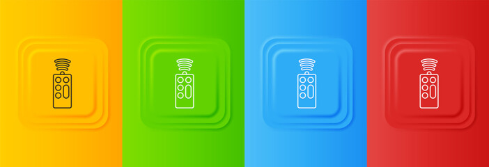 Poster - White Remote control icon isolated on colorful background. Set icons in square buttons. Vector