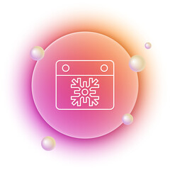 Poster - White Calendar icon isolated on white background. Event reminder symbol. Merry Christmas and Happy New Year. Orange and pink gradient circle background. Vector
