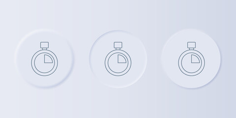 Poster - Grey Stopwatch icon isolated on grey background. Time timer sign. Chronometer sign. Set icons in square buttons. Vector