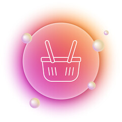Poster - White Shopping basket icon isolated on white background. Online buying concept. Delivery service sign. Shopping cart symbol. Orange and pink gradient circle background. Vector