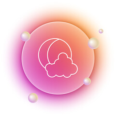 Wall Mural - white moon and stars icon isolated on white background. orange and pink gradient circle background. 