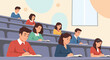 © SARA - Attentive Students Taking Notes During a Lecture in Modern Classroom Illustration