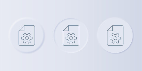 Fototapete - Grey Document settings with gears icon isolated on grey background. Software update, transfer protocol, teamwork tool management. Set icons in square buttons. Vector